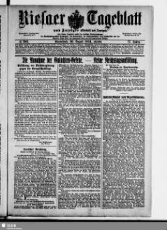 Riesaer Tageblatt und Anzeiger : (Elbeblatt und Anzeiger) : amtliche Bekanntmachungen für die Stadt und den Landkreis Riesa