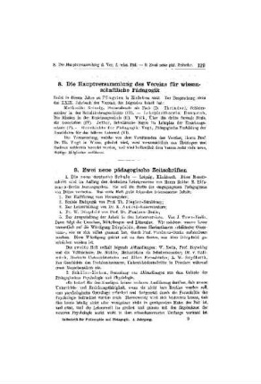Die Hauptversammlung des Vereins für wissenschaftliche Pädagogik