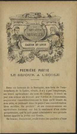 Première partie. Le sejour a l'école