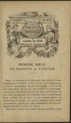 Première partie. Le sejour a l'école