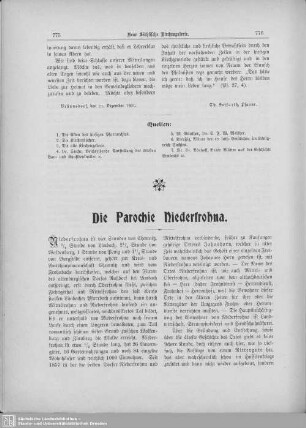 Die Parochie Niederfrohna