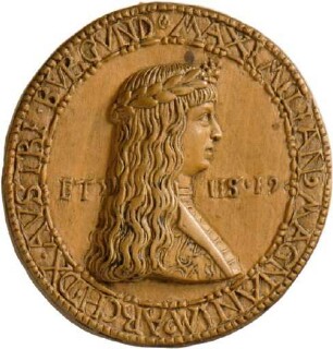 Holzmodell einer Medaille auf Maximilian und Maria