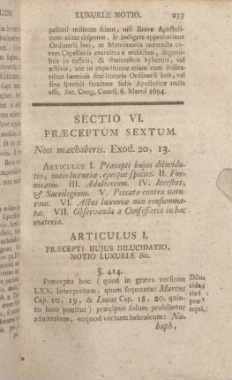 Sectio VI. Praeceptum Sextum.