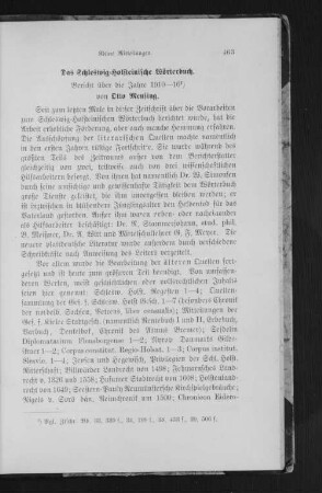 Das Schleswig-Holsteinische Wörterbuch. : Bericht über die Jahre 1910-16