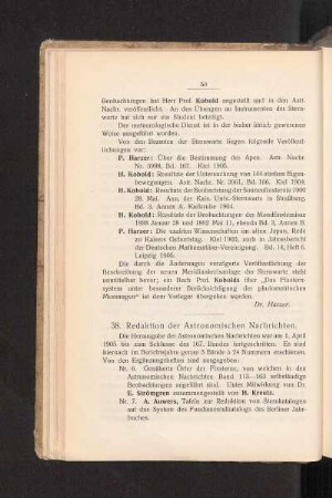 38. Redaktion der Astronomischen Nachrichten.