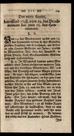 Das vierte Kapitel, betreffend 1748. vom 19. des Brachmonats bis zum 15. des Heumonats