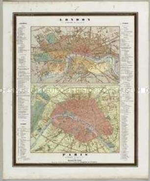 Bauerkeller's Handatlas der allgemeinen Erdkunde, der Länder- und Staatenkunde: London / Paris