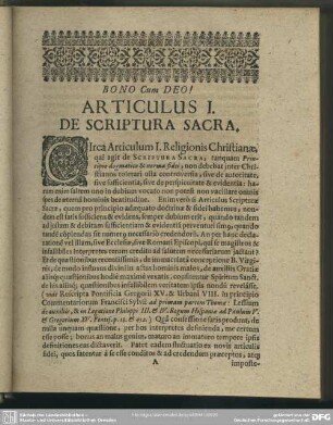 Articulus I. De Scriptura Sacra