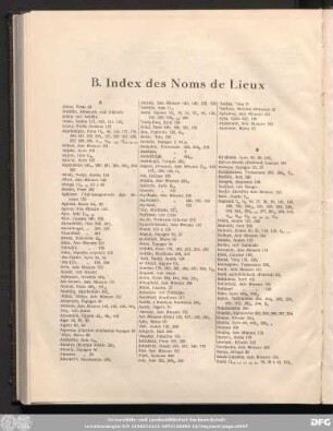 B. Index des Noms de Lieux