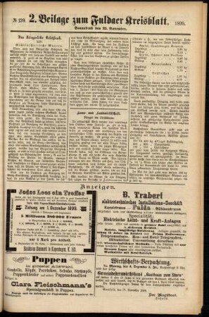 Dritte Ausgabe vom Samstag, den 25. November 1899.