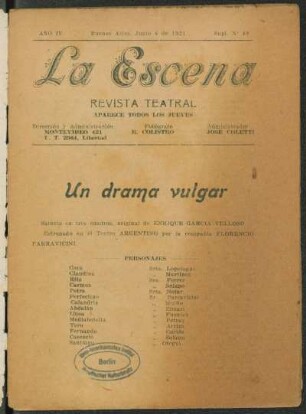 Un drama vulgar : sainete en tres cuadros