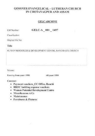 HUMAN RESOURCES & DEVELOPMENT CENTRE, RANCHI-GEL CHURCH