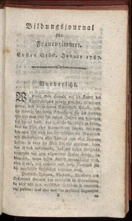 Erstes Stück, Januar 1787
