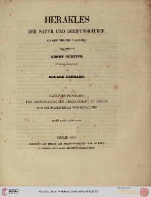 Band 12: Programm zum Winckelmannsfeste der Archäologischen Gesellschaft zu Berlin: Herakles, der Satyr und der Dreifussräuber. Ein griechisches Vasenbild