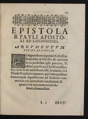 Epistola B. Pavli Apostoli Ad Colossenses.