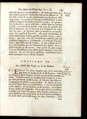 Chapitre XX. Des Modes du Plaisir & de la Douleur