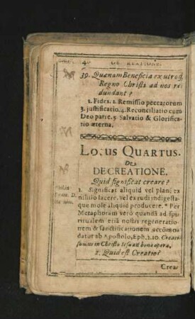 Locus Quartus. De Decreatione.