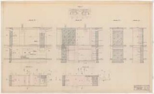 Preußischer Landtag, Berlin Umbau zum »Haus der Flieger«: Saal, Bühne (Tragwerk): Grundriss 1:100, Schnitte, Ansichten 1:20