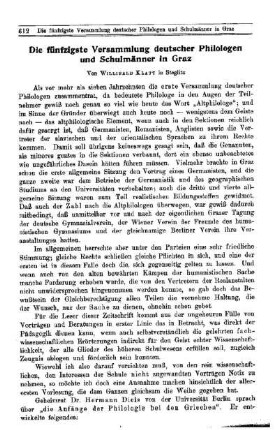 Die fünfzigste Versammlung deutscher Philologen und Schulmänner in Graz