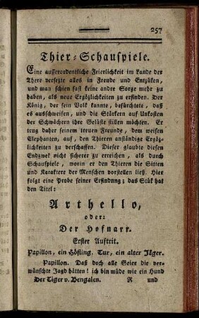 Thier-Schauspiele.