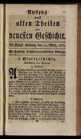 XII. Stück. Coburg, den 20. Merz, 1762.