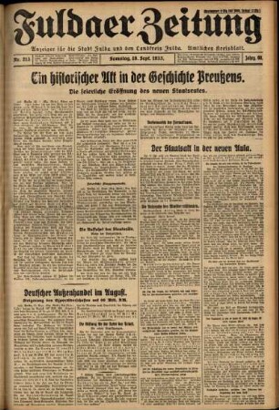 Ausgabe vom Samstag, den 16. September 1933.