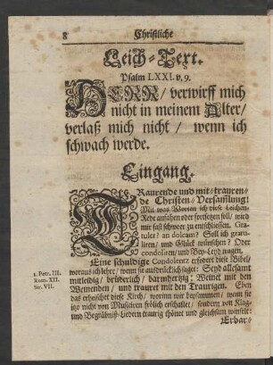 Leich-Text. Psalm LXXI. v. 9.