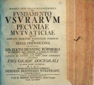 Dissertatio inavgvralis ivridica de fvndamento vsvrarvm pecvniae mvtvaticiae