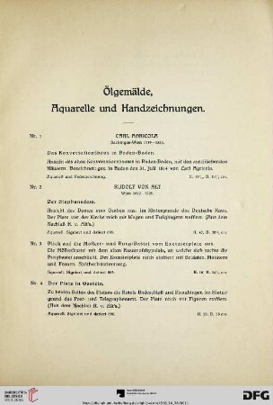Ölgemälde, Aquarelle und Handzeichnungen (Nr. 1-125)