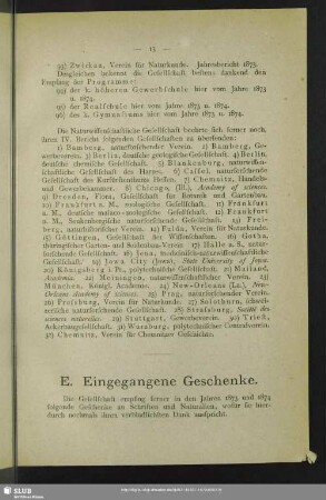 E. Eingegangene Geschenke