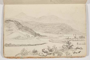 Landschaft mit Fluss - Landschaftsstudie mit Figur