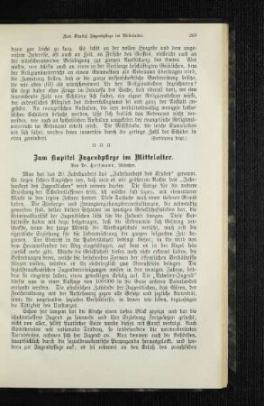 Zum Kapitel Jugendpflege im Mittelalter