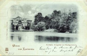 Postkartensammlung Weis mit Ansichten Karlsruhes. Festhalle