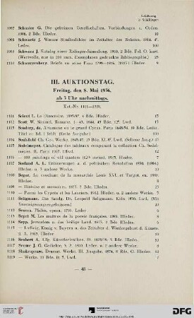 III Auktionstag: Freitag, den 8. Mai 1936, ab 3 Uhr nachmittags (Nr. 1101-1328)