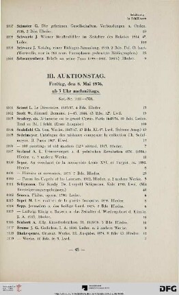 III Auktionstag: Freitag, den 8. Mai 1936, ab 3 Uhr nachmittags (Nr. 1101-1328)
