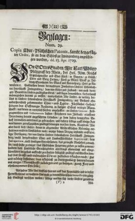 Beylagen [Num. 29 - Num. 37]