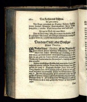 Von dem Stich/ oder Brustgeschwer Pleuritis