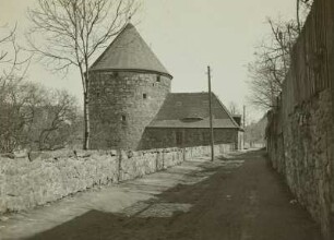 Bautzen, Gerberbastei : Bautzen. Straße Am Zwinger mit Jugendherberge