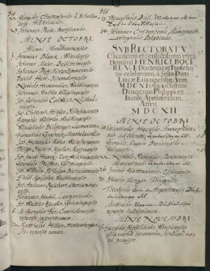 Winterhalbjahr 1611/1612. Rektorat Heinrich Bocer