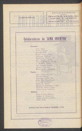 Colaboradores de "Alma Argentina"