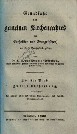 Grundsätze des gemeinen Kirchenrechtes der Katholiken und Evangelischen, wie sie in Deutschland gelten, 2,2