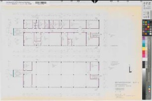 Münster (Münster) Fernsprechzentrale der Universität Blatt 3 Grundrisse 1. und 2. Obergeschoß 1974 1 : 100 60 x 91 kol. Pause Staatshochbauamt für die Universität Münster 58.03