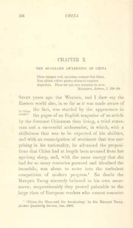 Chapter X. The so-called awakening of China