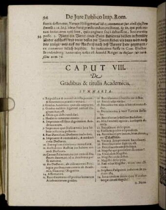 Caput VIII. De Gradibus & titulis Academicis