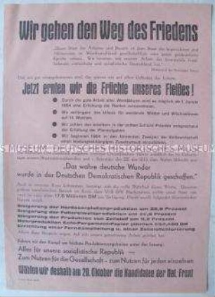 Propagandaflugblatt der Nationalen Front zur Volkskammerwahl 1963