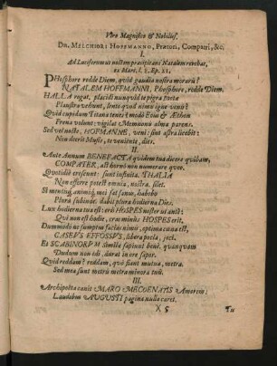 Viro Magnifico & Nobiliss. Dn. Melchiori Hoffmanno, Praetori, Compatri, &c.