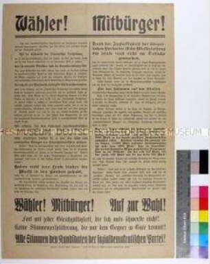 Wahlaufruf der sozialdemokratischen Partei zur Gemeinderatswahl von 1912