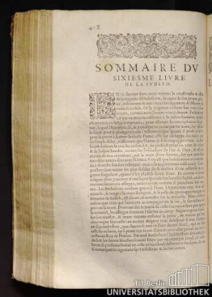 Sommaire Du Sixiesme Livre De La Iudith.