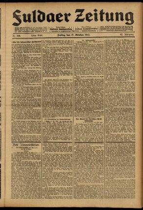 Erste Ausgabe vom Freitag, den 17. Oktober 1913.