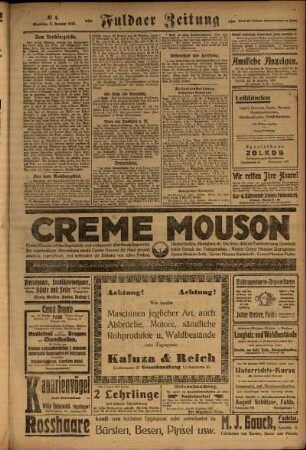 Zweite Ausgabe vom Samstag, den 06. Januar 1923.